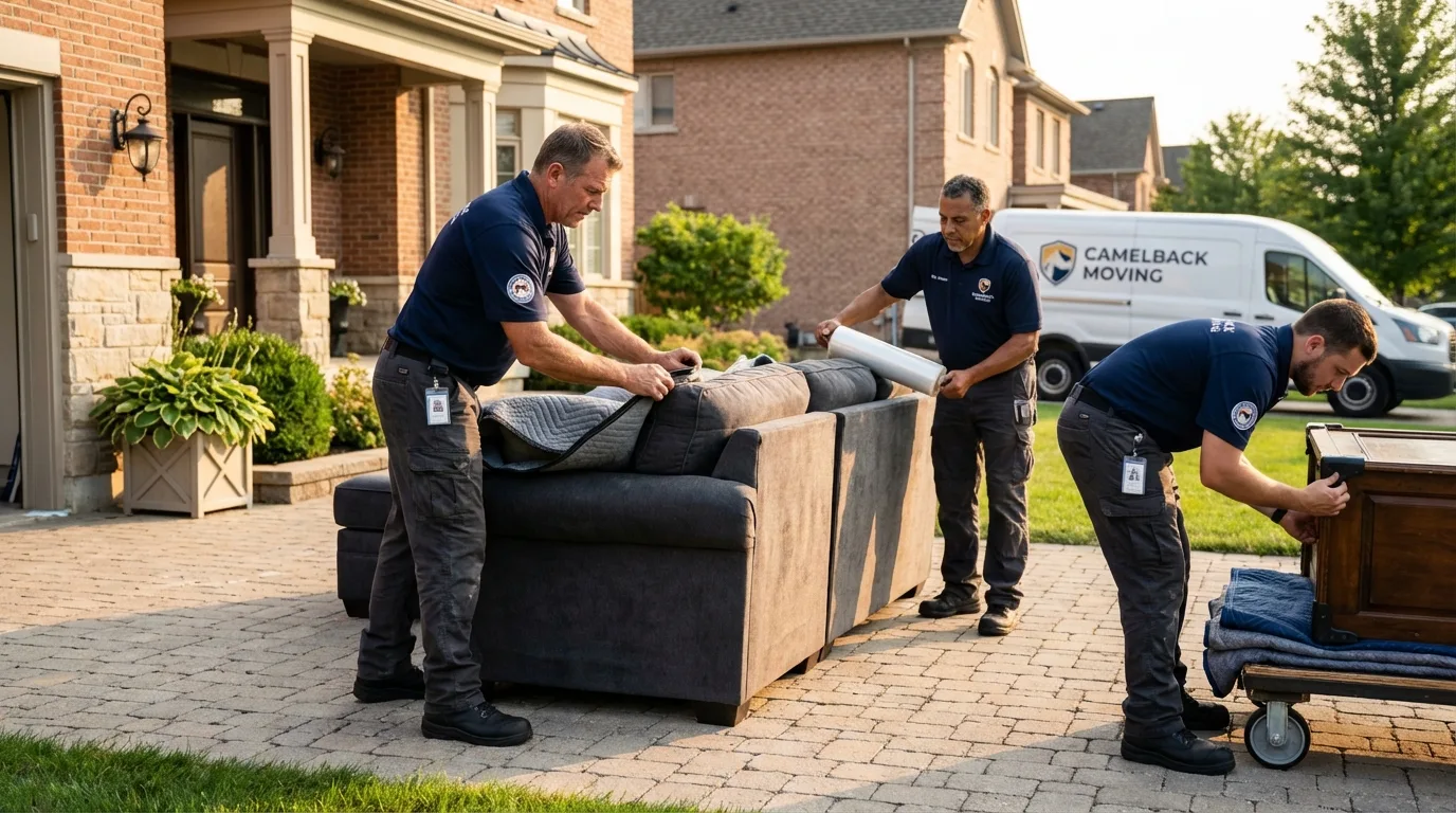 Large estate moving crew wrapping furniture in DeWitt, MI