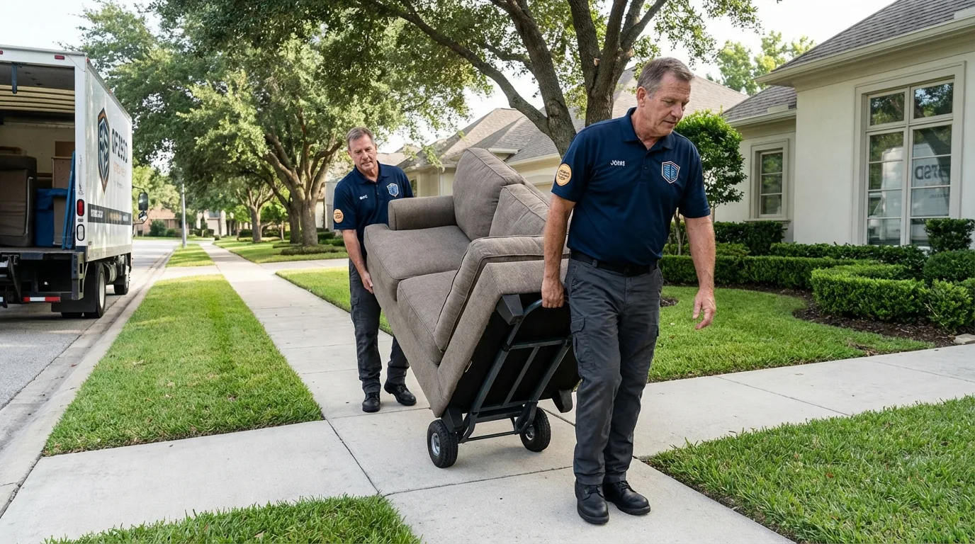 Local residential moving crew loading furniture in DeWitt, MI